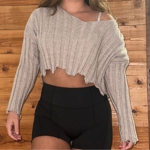 LELIS off the shoulder crop sweater